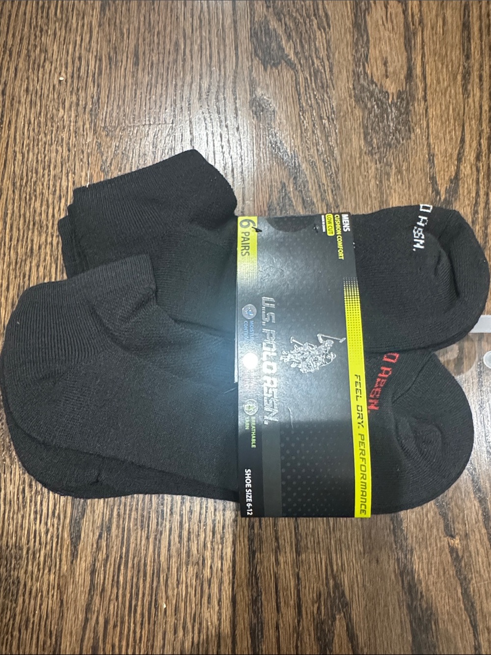 U.S Polo Assn Black Low Cut Cushion Comfort Men’s Socks 6 Pairs Size 6-12